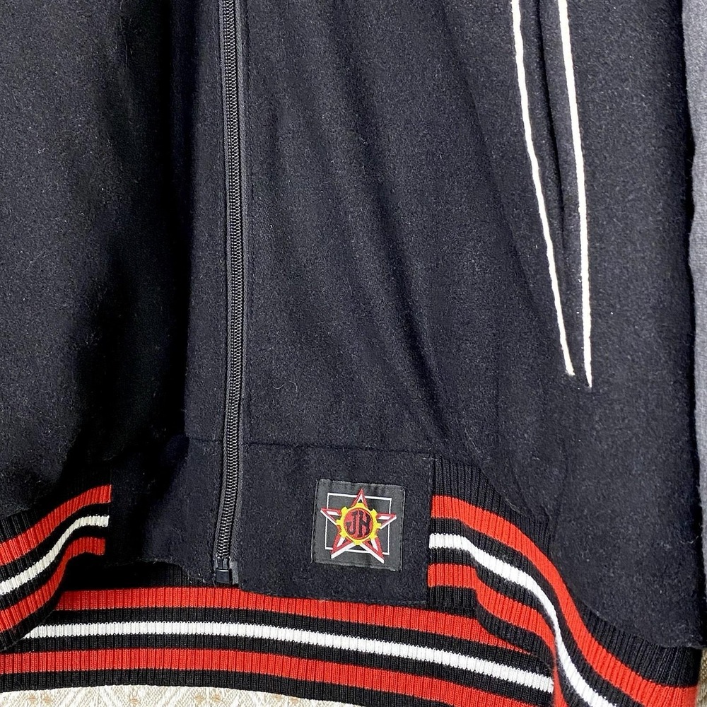 Vtg 90s Chicago Bulls Mens 2XL JH Design NBA Wool Varsity Jacket RARE White Logo - Picture 6 of 9